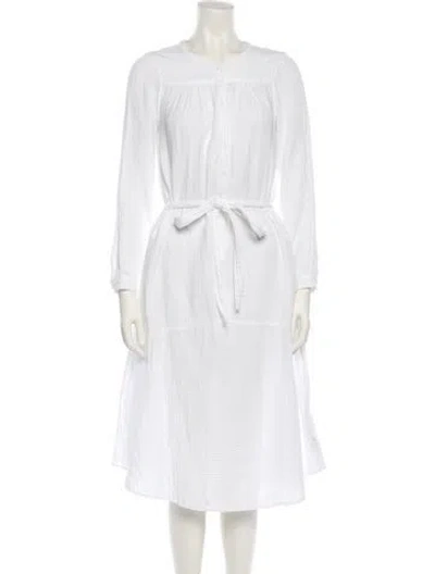 Pre-owned Xirena Crew Neck Midi Length Dress In White