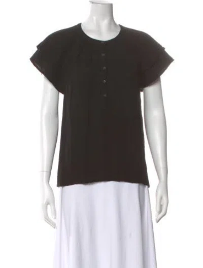 Pre-owned Xirena Crew Neck Short Sleeve Blouse In Black