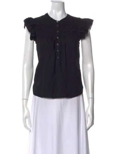 Pre-owned Xirena Crew Neck Short Sleeve Blouse In Black