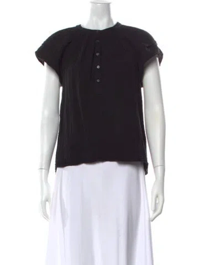 Pre-owned Xirena Crew Neck Short Sleeve Blouse In Black