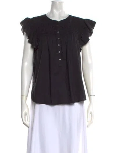 Pre-owned Xirena Crew Neck Short Sleeve Blouse In Black