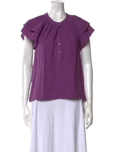 Pre-owned Xirena Crew Neck Short Sleeve Blouse In Purple