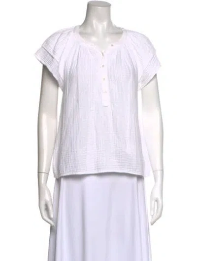 Pre-owned Xirena Crew Neck Short Sleeve Blouse In White