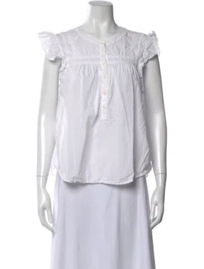 Pre-owned Xirena Crew Neck Short Sleeve Blouse In White