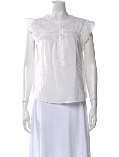 Pre-owned Xirena Crew Neck Short Sleeve Blouse In White