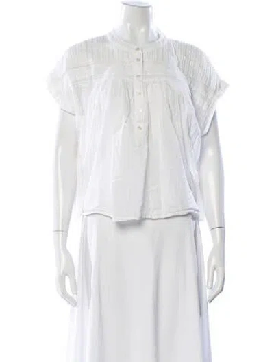 Pre-owned Xirena Crew Neck Short Sleeve Blouse In White