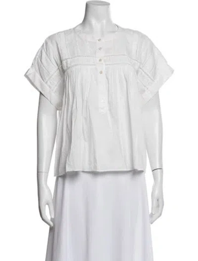 Pre-owned Xirena Crew Neck Short Sleeve Blouse In White