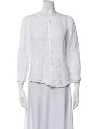 Pre-owned Xirena Crew Neck Three-quarter Sleeve Blouse In Neutrals
