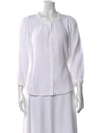 Pre-owned Xirena Crew Neck Three-quarter Sleeve Blouse In White