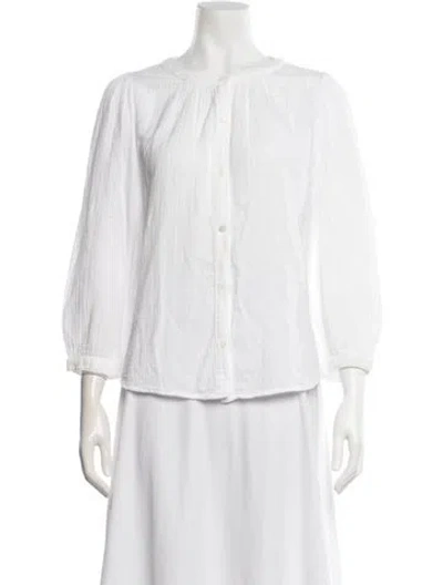 Pre-owned Xirena Crew Neck Three-quarter Sleeve Blouse In White
