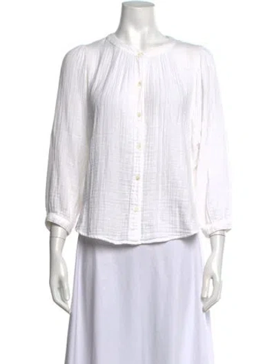 Pre-owned Xirena Crew Neck Three-quarter Sleeve Blouse In White
