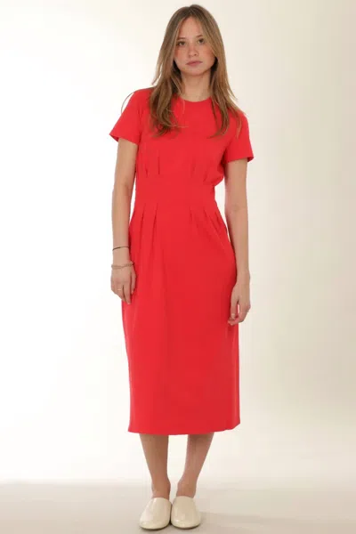 Xirena Dakota Short-sleeved Midi Dress In Flame Red