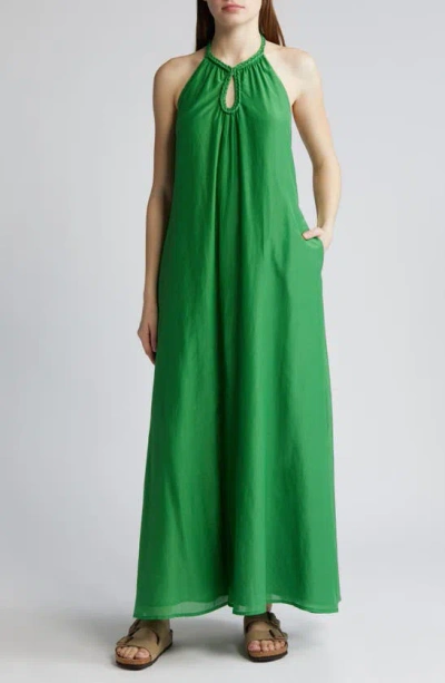 Xirena Drue Backless Cutout Halter Maxi Dress In Jade Gem