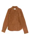 Xirena Embroidered Suede Shirt In Brown