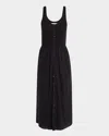 Xirena Fenix Sleeveless Mixed Media Midi Dress In Black