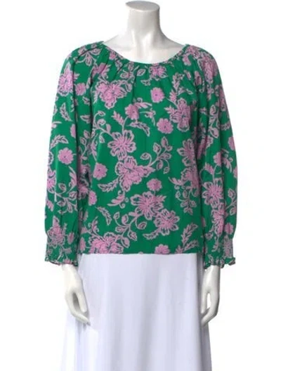 Pre-owned Xirena Floral Print Bateau Neckline Blouse In Multi