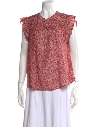 Pre-owned Xirena Floral Print Crew Neck Blouse W/ Tags In Pink