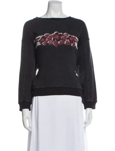 Pre-owned Xirena Floral Print Crew Neck Sweatshirt In Gray