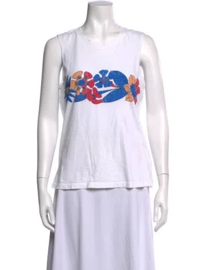 Pre-owned Xirena Floral Print Crew Neck Top In Neutrals