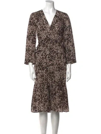 Pre-owned Xirena Floral Print Knee-length Dress In Brown