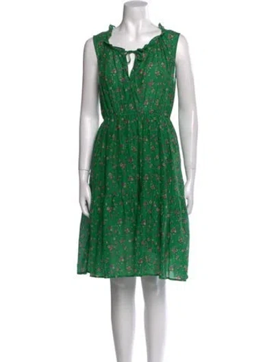 Pre-owned Xirena Floral Print Knee-length Dress In Green