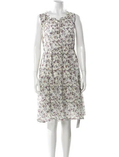 Pre-owned Xirena Floral Print Knee-length Dress In White