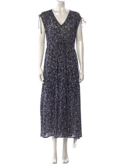 Pre-owned Xirena Floral Print Long Dress In Black