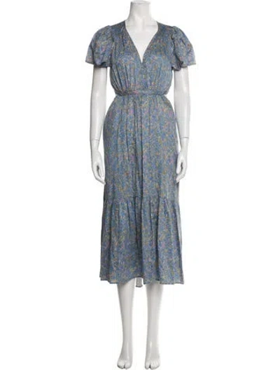 Pre-owned Xirena Floral Print Long Dress In Blue