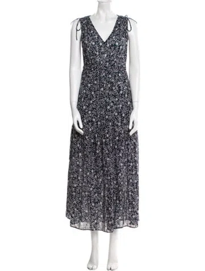 Pre-owned Xirena Floral Print Long Dress In Blue