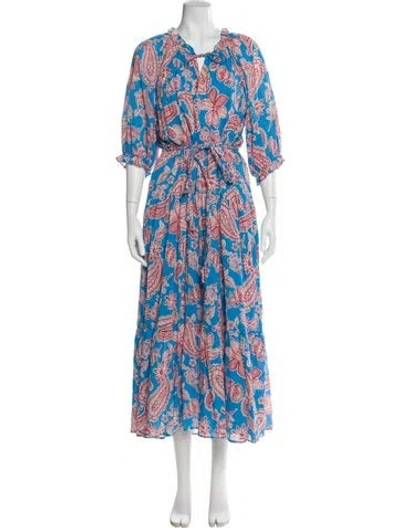 Pre-owned Xirena Floral Print Long Dress In Blue