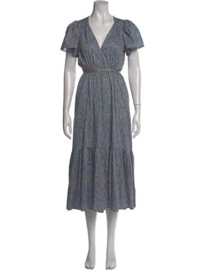 Pre-owned Xirena Floral Print Long Dress In Blue
