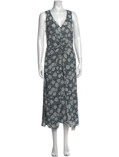 Pre-owned Xirena Floral Print Long Dress In Blue