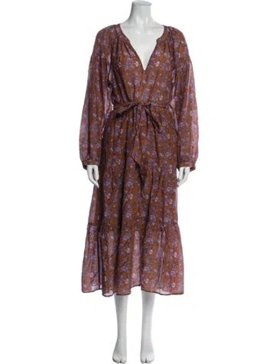 Pre-owned Xirena Floral Print Long Dress In Brown