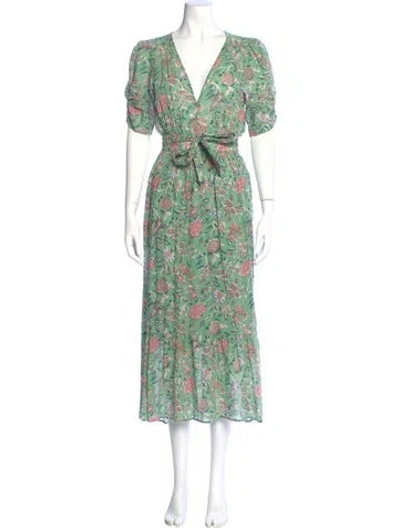 Pre-owned Xirena Floral Print Long Dress In Green