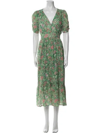 Pre-owned Xirena Floral Print Long Dress In Green