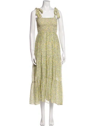 Pre-owned Xirena Floral Print Long Dress In Green