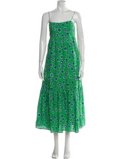 Pre-owned Xirena Floral Print Long Dress In Green