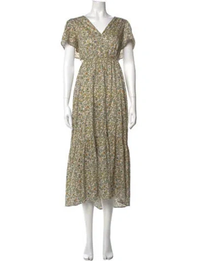 Pre-owned Xirena Floral Print Long Dress In Green