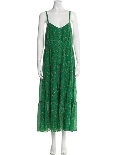 Pre-owned Xirena Floral Print Long Dress In Green