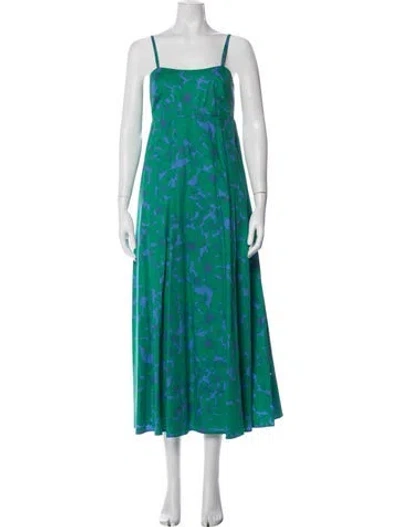 Pre-owned Xirena Floral Print Long Dress In Green