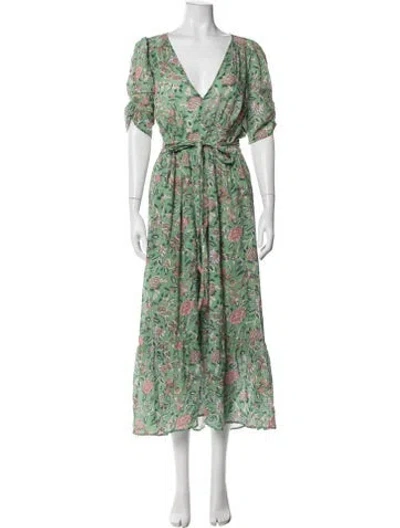 Pre-owned Xirena Floral Print Long Dress In Green/pink