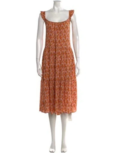 Pre-owned Xirena Floral Print Long Dress In Orange