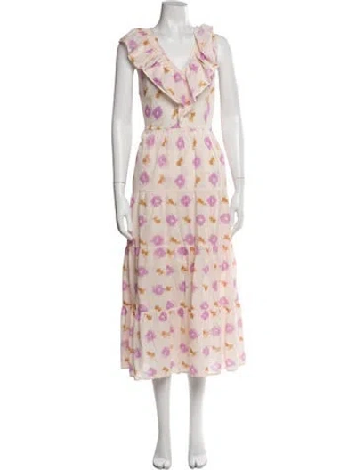 Pre-owned Xirena Floral Print Long Dress In Pink