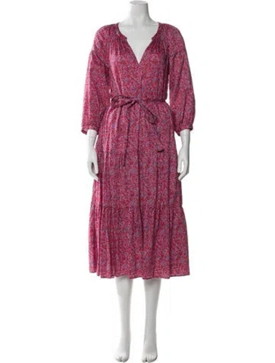 Pre-owned Xirena Floral Print Long Dress In Pink
