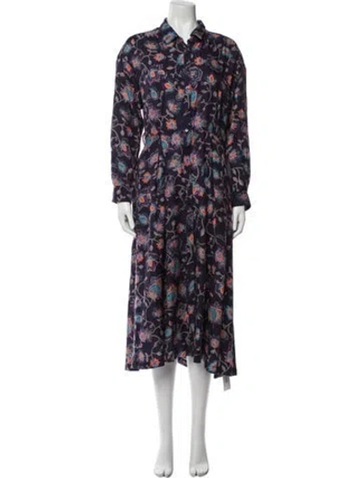 Pre-owned Xirena Floral Print Long Dress In Purple