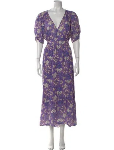 Pre-owned Xirena Floral Print Long Dress In Purple
