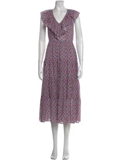 Pre-owned Xirena Floral Print Long Dress In Purple