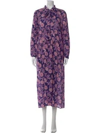 Pre-owned Xirena Floral Print Long Dress In Purple