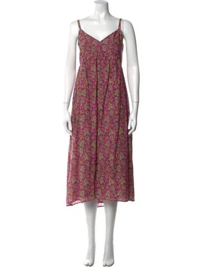Pre-owned Xirena Floral Print Long Dress In Purple