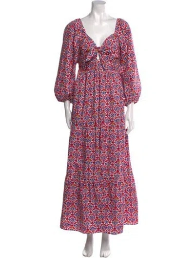 Pre-owned Xirena Floral Print Long Dress In Red